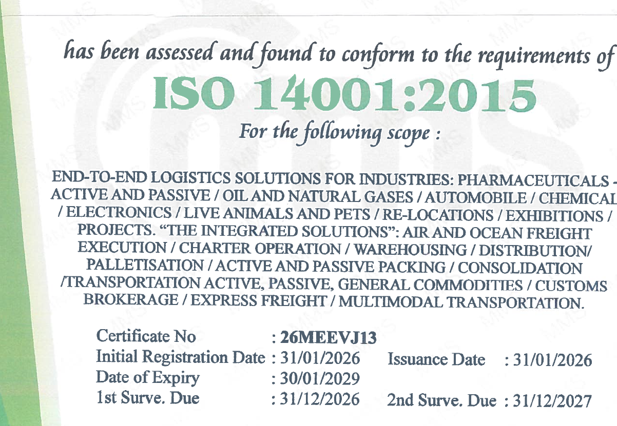 ISO 14001:2015 Certificate