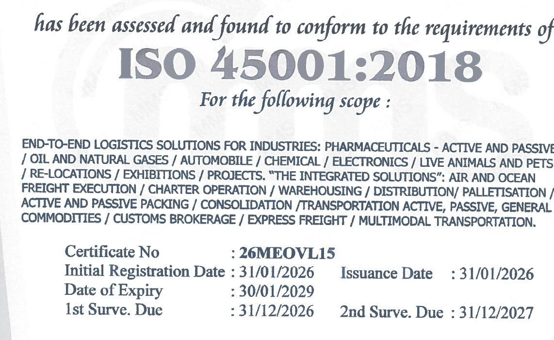 ISO 45001:2018 Certificate